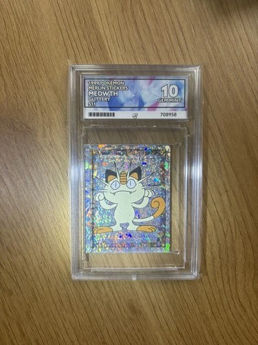 Meowth Ace 10 S11 Glittery 1999 Merlin Pokemon Stickers Series 1 Not PSA