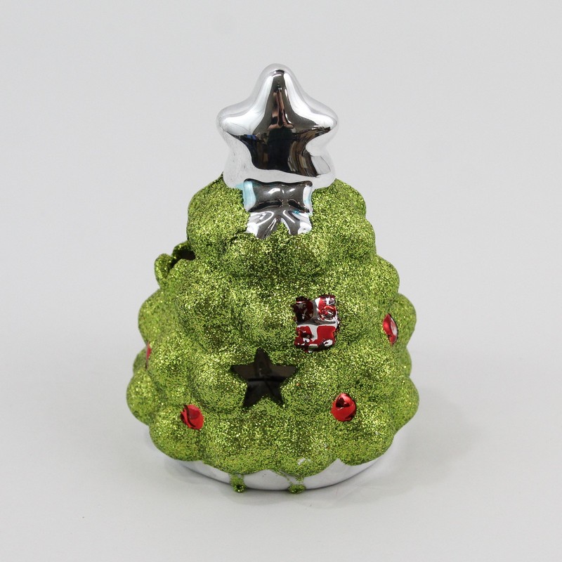 Mode Battery Operated Color Changing Green Glitter Christmas Tree Light