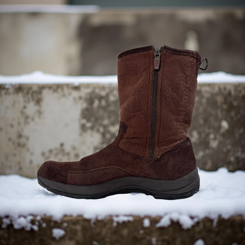 Botas de Invierno L.L.Bean Para Hombre 11M Gamuza Oscura Cuero Cremallera Lateral Modelo 05455 Agarre Foto 3 de 4