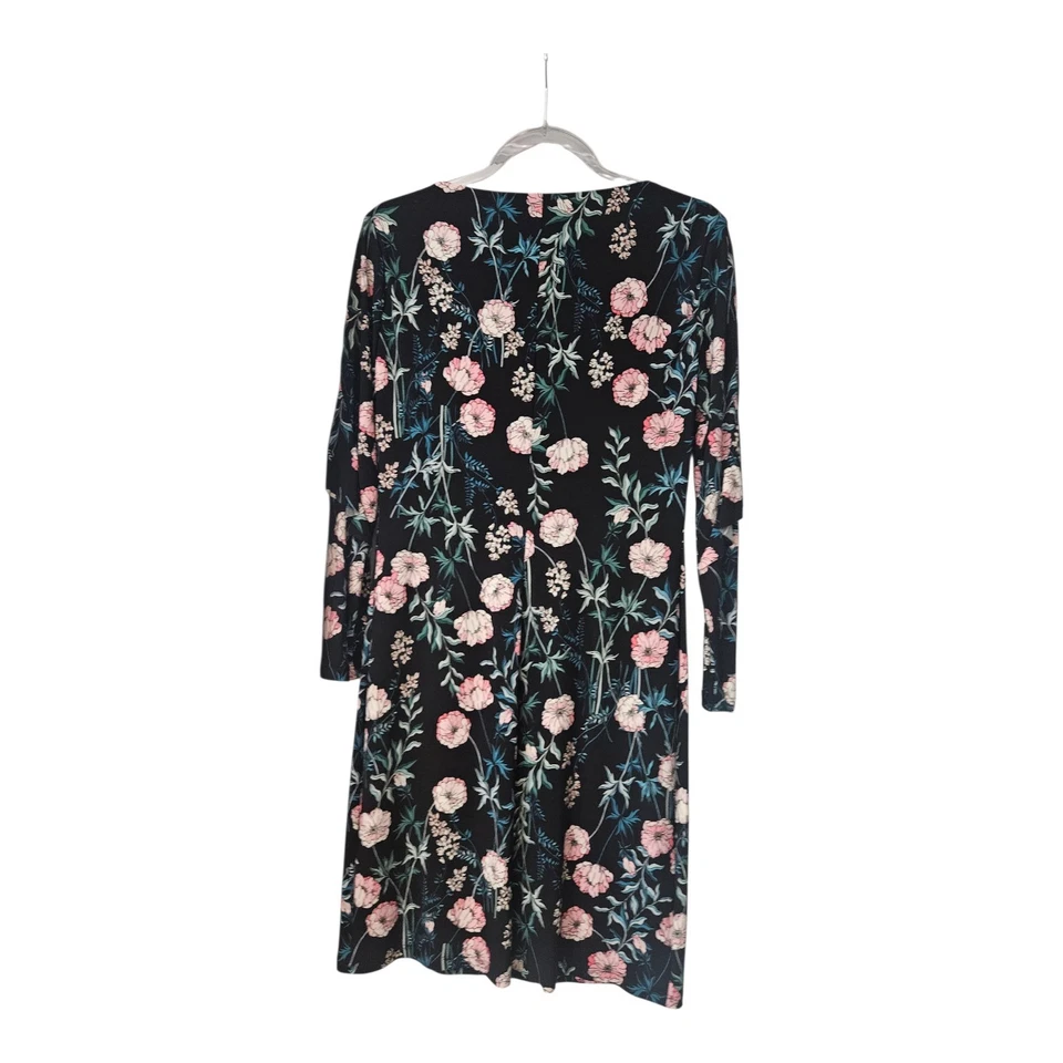 American Living 花卉连衣裙 8 码长袖及膝荷叶边弹力 — 第 2/4 张图片