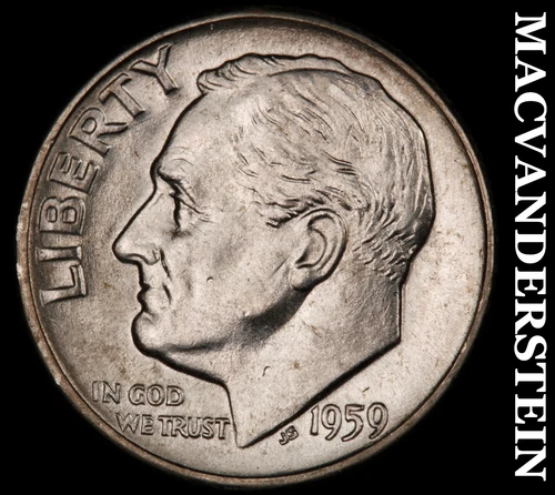 1959-D Roosevelt Dime- Silver- Choice Gem Brilliant Uncirculated Luster #J1641