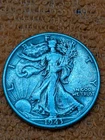 1943 Walking Liberty Half Dollar, 90% Silver, Average Circulated