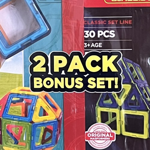 Magformers Magnetic 2 Pack Bonus Set Classic Neon Color 60 Total Pieces STEM Toy - Picture 4 of 10