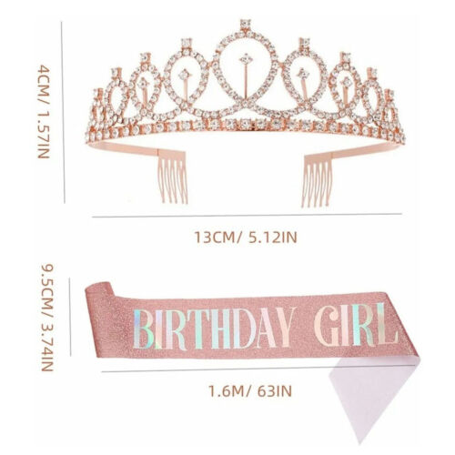 Birthday Queen Sash Rhinestone Tiara Kit Beautiful Birthday Crown Sash for Women - Picture 3 of 12