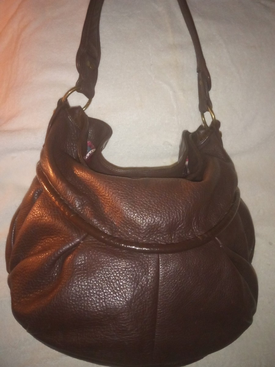 ALLISON SCOTT Brown Pebbled Leather Tote Hobo Shoulder Bag