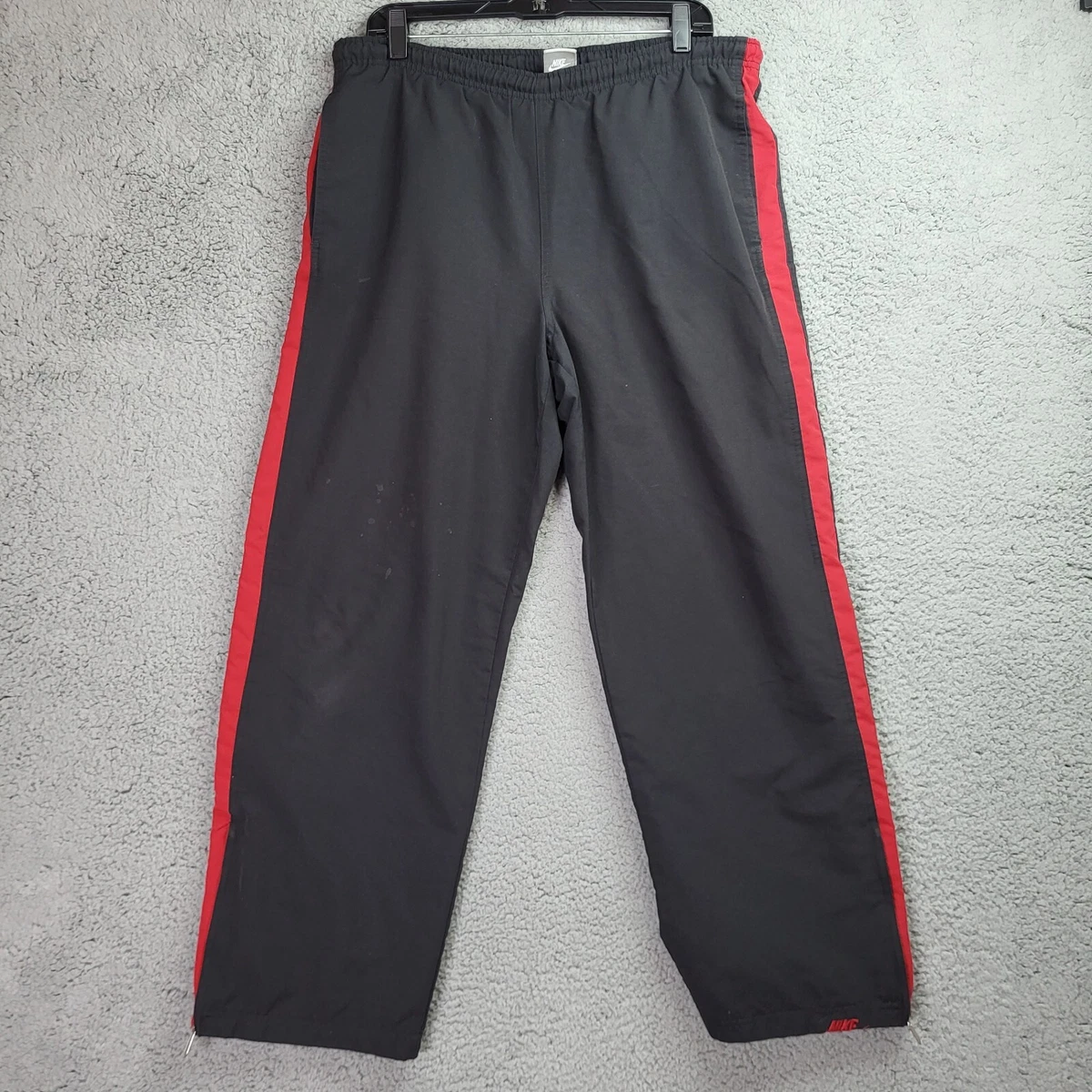 Nike Pants Mens Medium Black Red Track Pants Swoosh Logo Casual