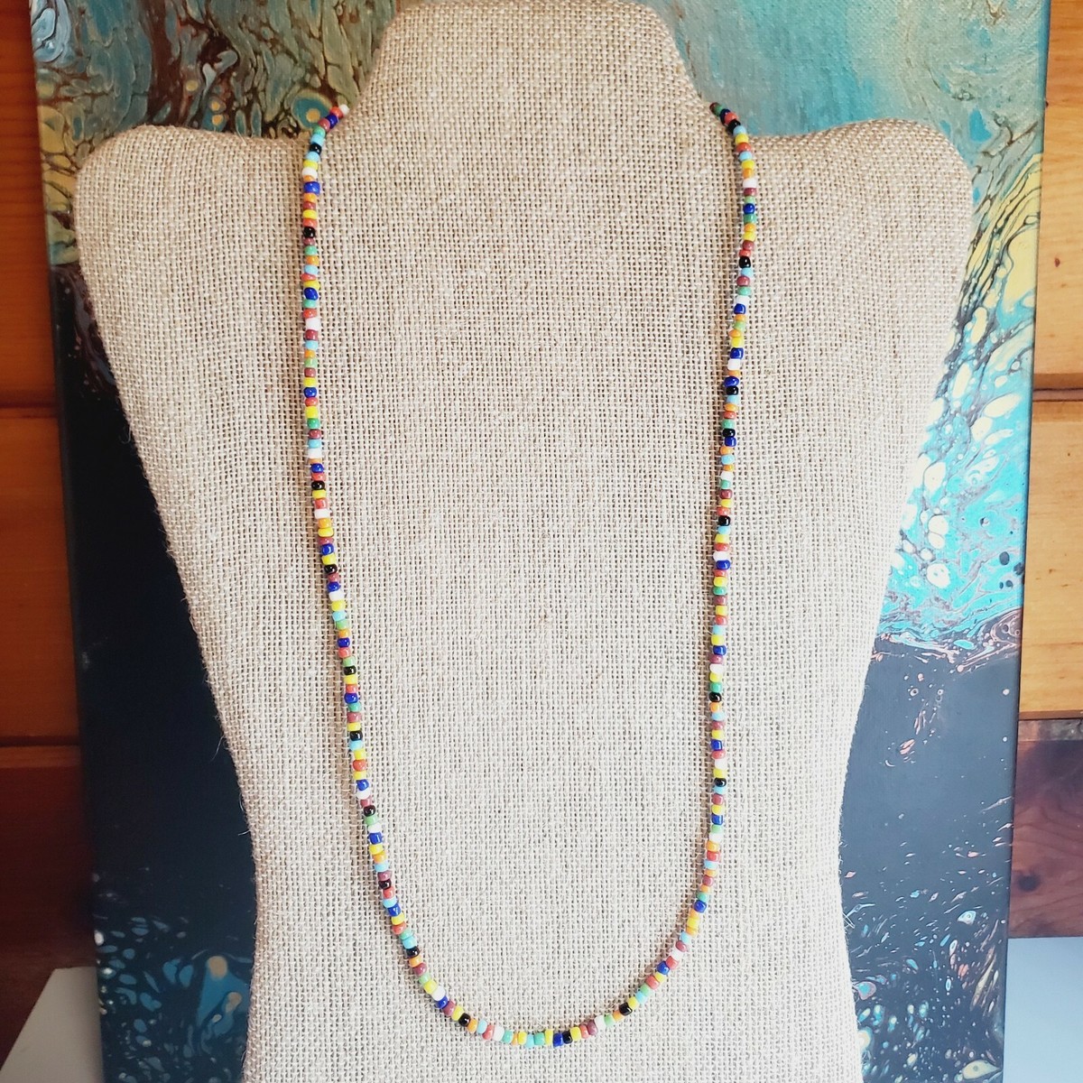 Multi-Color Surfer Boho Choker Beaded Necklace Hippie Glass Beads