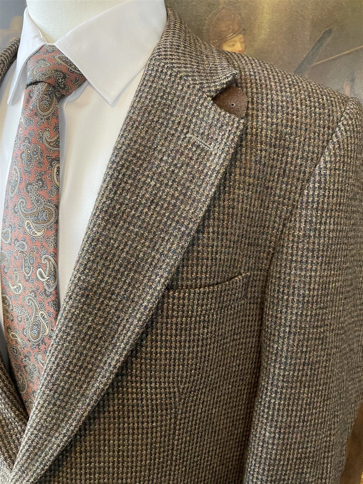 Винтажный Robert запас 44R коричневый шерсти Tweed локоть нашивка 2Btn Sport пальто Blazer куртка - Изображение 2 из 4