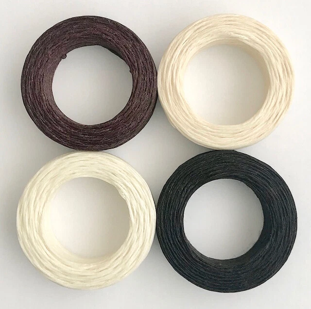 Waxed Linen Thread 22m Black Brown Natural White - jewellery upholstery leather
