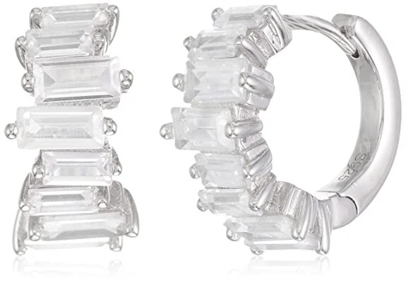 Simple Stylish Cubic Zirconia Stones 92.5 Sterling Silver Earrings