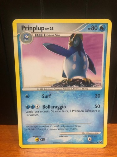 CARTA POKEMON PRINPLUP LIV.25 59/127 PLATINO 2009 ITALIANO - Afbeelding 1 van 2