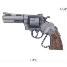 Classic Pistol Revolver Gun Belt Buckle Grey Western Six Shooter Cowboy Style