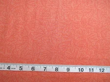 1 yd 100% Cotton Fabric "Etching" by Free Spirit, Coral with Red Leave Veins