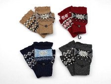Womens Fingerless Gloves Mittens w Cover Rhinestones Bling Studded Snowflake