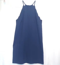 EVERLY Navy Sleeveless Dress w/Spaghetti Straps, Racerback, Scalloped Edge. Sz M