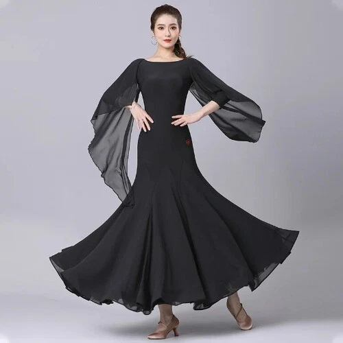 Ballroom Long Dress Black Waltz International Standard Modern Big