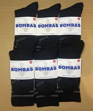 BOMBAS Women/Men Calf Socks Black Medium size, 6 pairs.