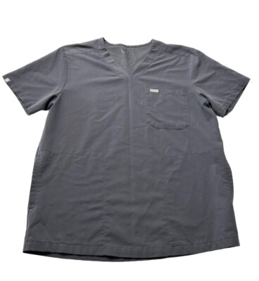 Figs 3-Pocket Scrub Top Graphite Tech Collection Gray Shirt TM3000 Adult Large
