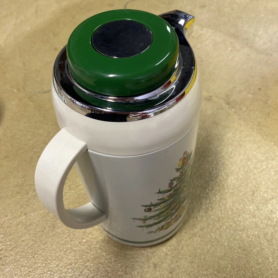 Vintage Spode Christmas Tree Thermal Carafe Thermos Pot  Coffee Tea Hot Water - Image 3 of 4