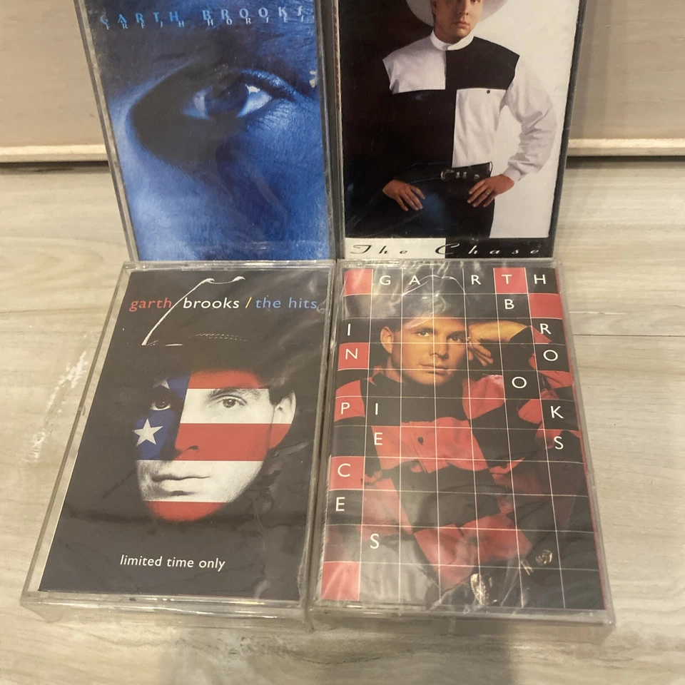 GARTH BROOKS 4 Brand New Sealed Cassette Lot Fresh Horses The Chase Hits Pieces - Image 4 of 4