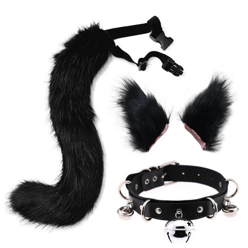 Unisex Absorbing Fox Tail Ears Set Animal Element Adjustable Wolf Tail Bell - Picture 11 of 32