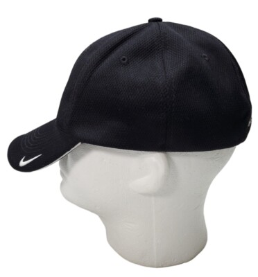 Nike Golf Black Hat Cap White Checkmark Swoosh Fitted L/XL