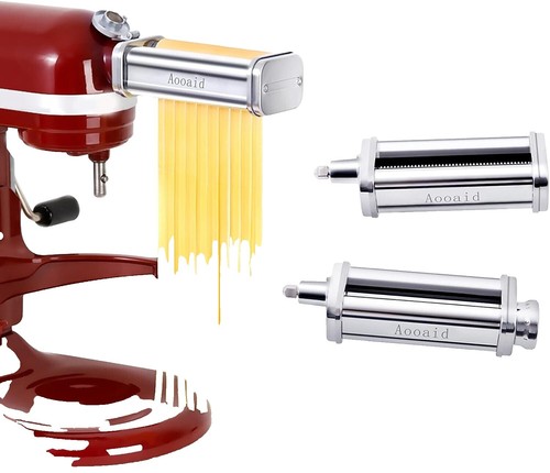 Set 3 Accessori Per Pasta Kitchenaid In Acciaio Inox - Rullo Sfogliatrice, Taglia Spaghetti E Fettuccine, 8 Spessori Regolabili, Con 3 Spazzole - 2