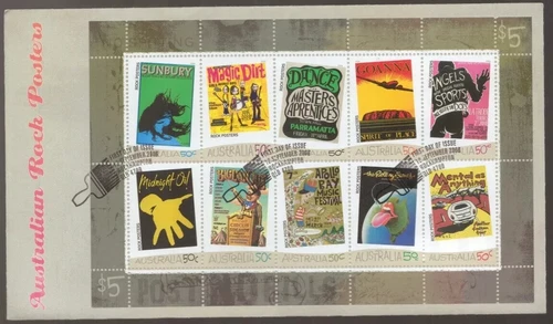 2006 Australian ROCK POSTERS Mini Sheet FDC