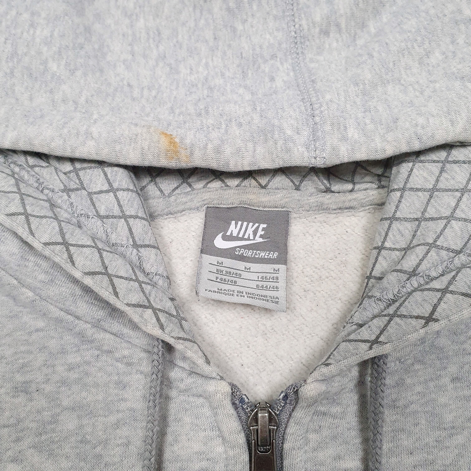 NIKE Full Zip Vintage Sportswear Argyle Hoodie Jumper Sweatshirt Mens M image 2