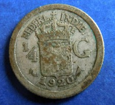 1913 NETHERLANDS EAST INDIES 1/10 GULDEN SILVER Colonial Coin