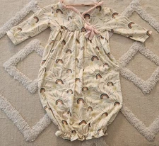 Mud Pie Bamboo Rainbow Gown Take Me Home Size  0-3 Months Nwot 