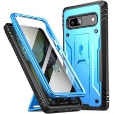Poetic Kickstand and Built in Screen Shockproof Case For Google Pixel 7A 5G Blue