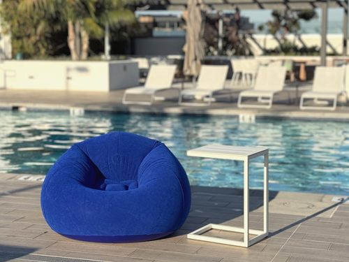 Inflatable Beanless Bean Bag Chair Lounge Sofa, 45x45x28" - Blue - Picture 5 of 8