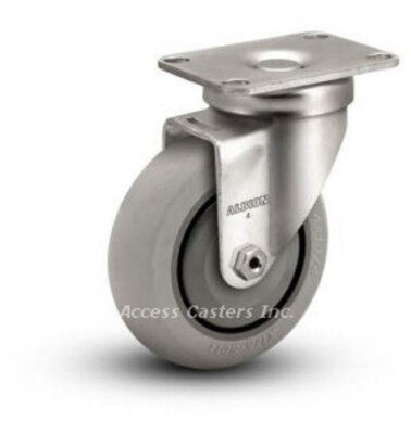 3A02XS 3'' x 1-1/4'' Swivel Plate Caster, Extra Soft Round Wheel, 200 lbs Capacity