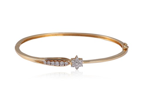 Bracelet En Or Jaune 18K Avec Diamants 0.50 Ct - Fermoir à Charnière, Neuf Avec étiquettes Jisha