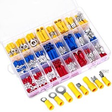 250Pcs Insulated Wire Connectors Crimp Terminal Kit Ring Butt Splices Piggy Back