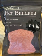 😊GENOVEGA Neck Gaiters W-Filter Bandanas Coral 2 Pack W/ 10 Filters NEW Mask