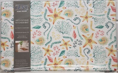 ANTI-FATIGUE NON SLIP PVC FLOOR MAT (18''x30'') SEALIFE, SEASHELLS & STARFISH, GHD