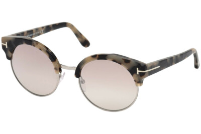 Tom Ford ALISSA FT0608 56G Havana Silver Round Mirror Sunglasses 54-21-140 SD*