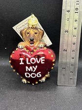 Old World Christmas I Love My Dog Heart Glass Tree Ornament NEW With Tag