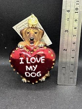 Old World Christmas I Love My Dog Heart Glass Tree Ornament NEW With Tag