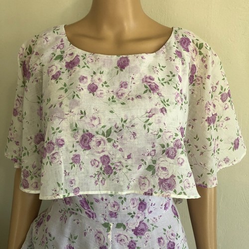 Maxi Vestido Capelet Vintage Años 70 Caprichoso Hada Pradera 34" Busto 23" Cintura - Imagen 4 de 19