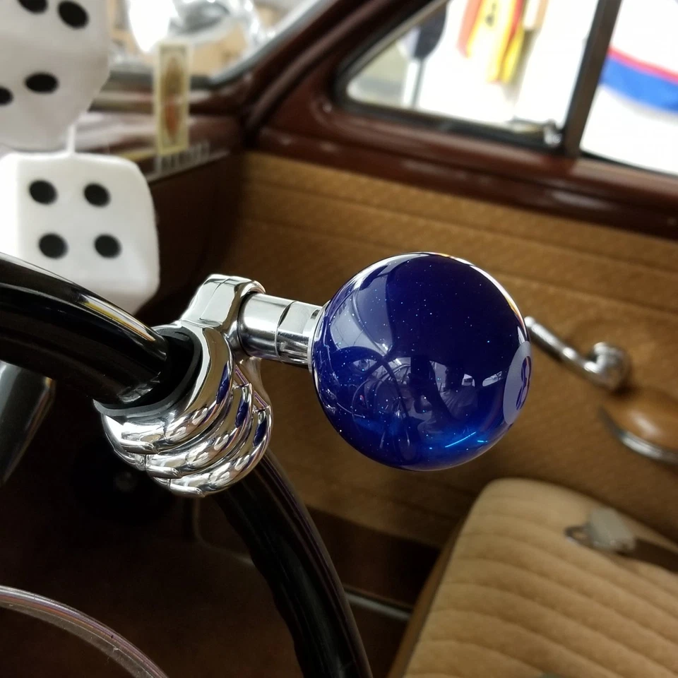 Volante suicida personalizado de 8 bolas con escamas de metal translúcido azul perilla Brody EE. UU. Foto 4 de 4