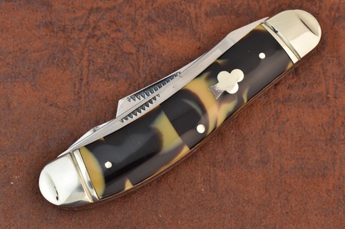 BULLDOG BRAND SOLINGEN GERMANY PREMIUM COON STRIPE SOWBELLY KNIFE NICE (22658)