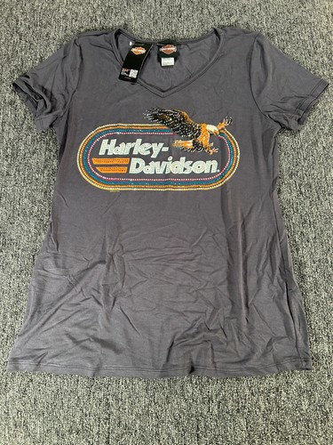 Neu mit Etikett Harley Davidson Damen-T-Shirt Large L anthrazitgrau verziert Adler USA - Bild 1 von 6