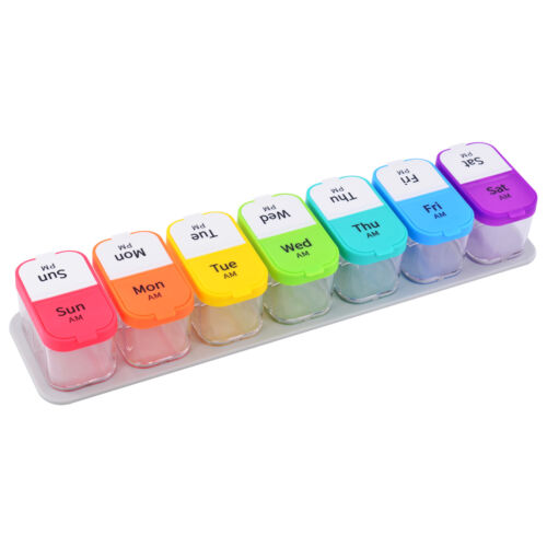 Weekly Pill Box Organiser Twice a Day 7 day AM PM Big Size Buckle Design Holder - Picture 1 of 8