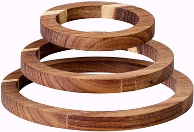 Holz Ring Untersetzer Set 3-teilig Hitzebeständig Topfständer Küche Teller Schutz