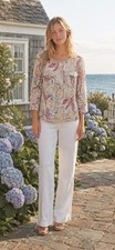 Chicos Women's 100 Linen Paisley Zip Up Utility Jacket Pink Multi Size 1 M