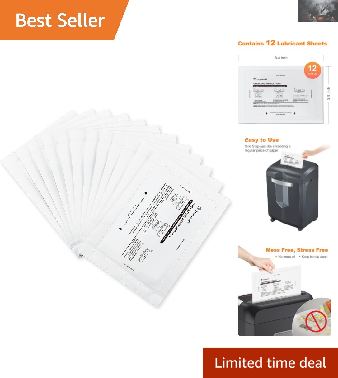 Eco-Friendly Paper Shredder Lubricant Sheets - 12 Pack for J