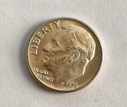 1956 D UNCIRCULATED ROOSEVELT DIME 90% SILVER COIN #2